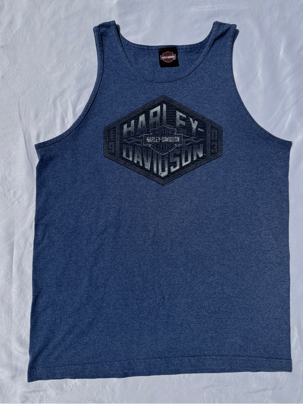 Harley-Davidson Men's Large Heather Blue Logo Tank Top
